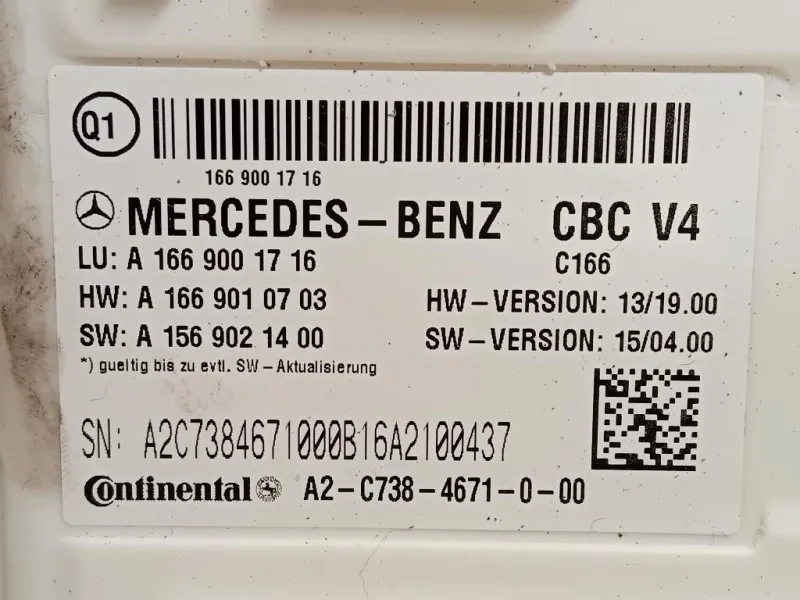 Centralina Scatola Fusibili A 166 900 17 16 Mercedes Classe GLE W166 2015
