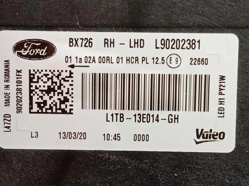 Proiettore ANT DX L1TB-13E014-GH Ford PUMA II 2019