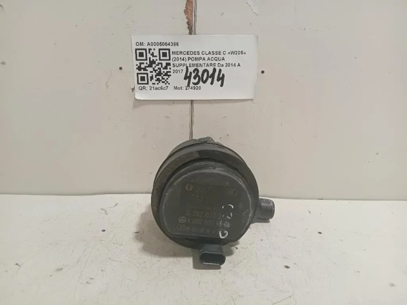 Pompa Acqua Supplementare A0005004386 Mercedes Classe C W205 2014