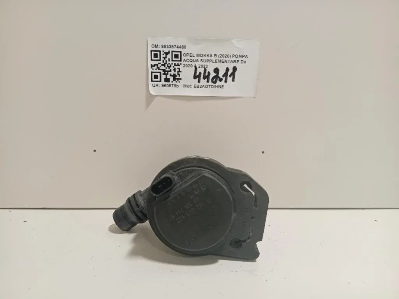 Pompa Acqua Supplementare 9833874480 Opel Mokka B 2020