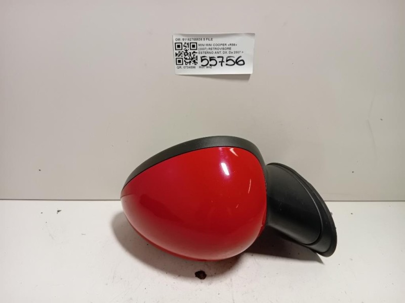 Retrovisore Esterno ANT DX 51162755636 5 FILE Mini MINI Cooper R56 2007