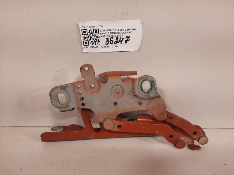 Cerniera Cofano ANT DX 139896 10 DX Bmw Serie 1 F20 Berlina 2012