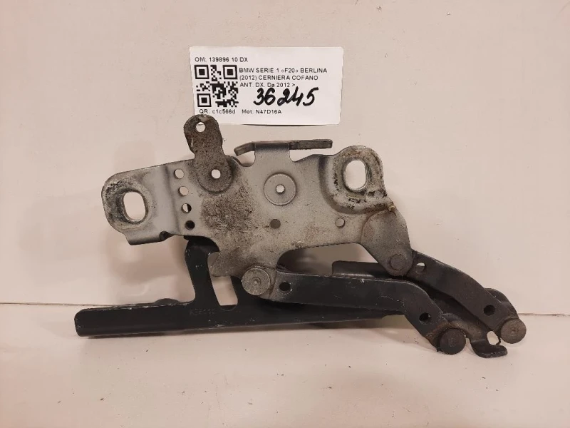 Cerniera Cofano ANT DX 139896 10 DX Bmw Serie 1 F20 Berlina 2012