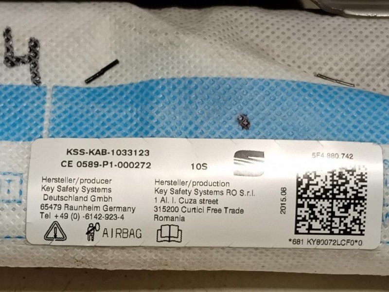 Air-bag A Tendina DX 5F4880742 Seat LEON 5F1 2013