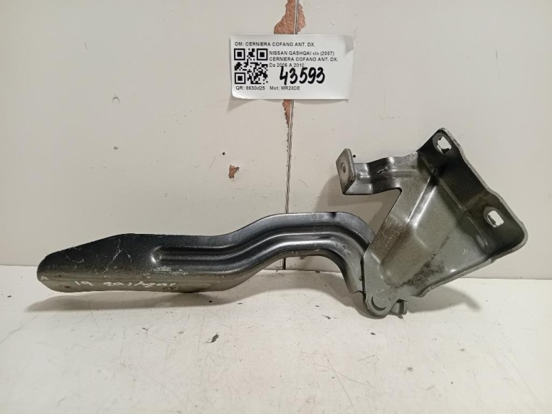 Cerniera Cofano ANT DX CERNIERA COFANO ANT DX Nissan Qashqai I 2007