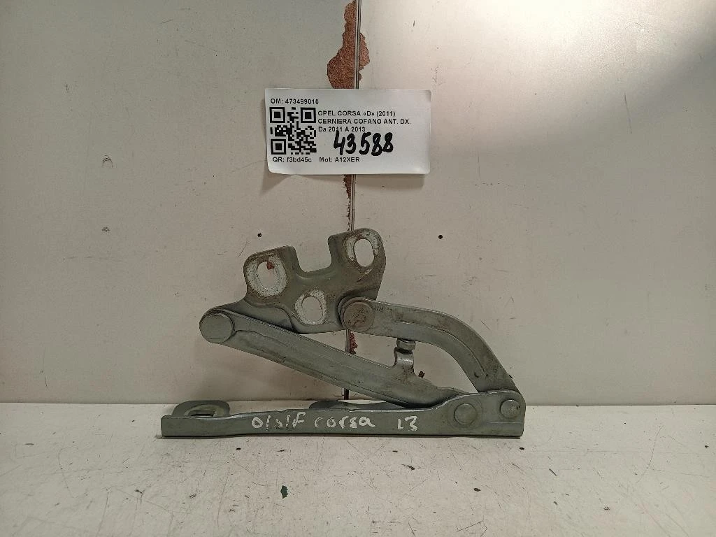 Cerniera Cofano ANT DX 473499010 Opel Corsa D 2011