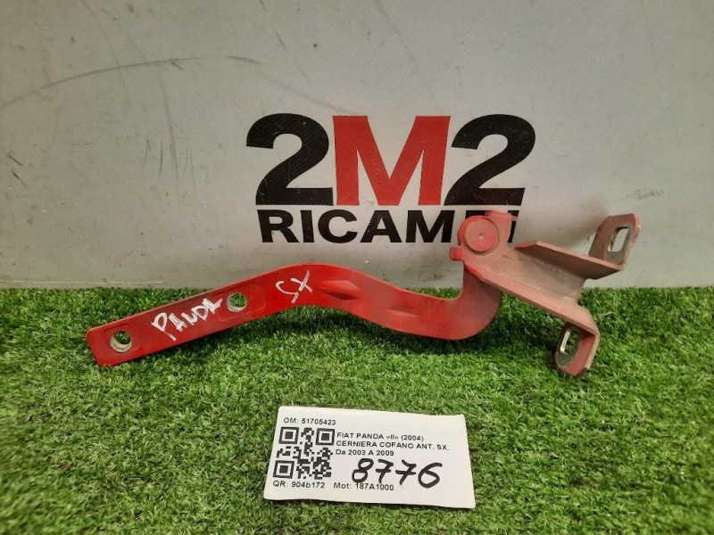 Cerniera Cofano ANT SX 51705423 Fiat Panda II 2004