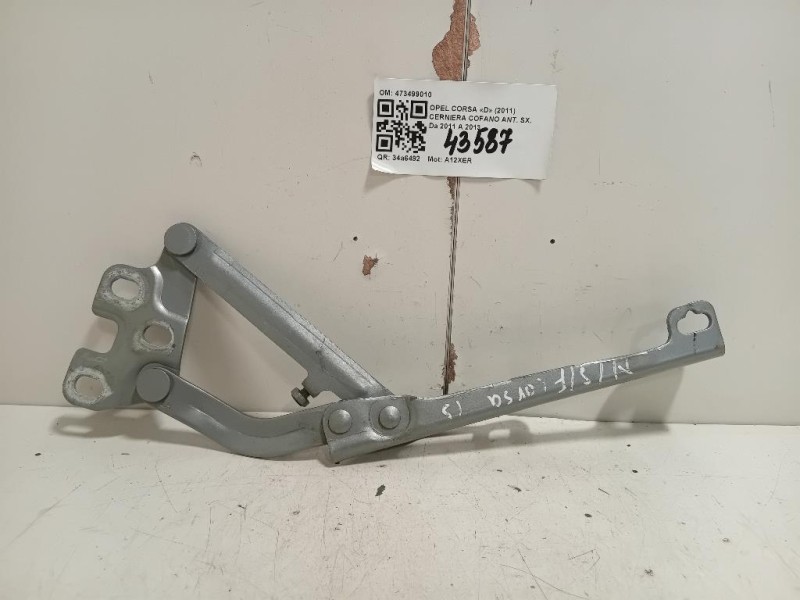 Cerniera Cofano ANT SX 473499010 Opel Corsa D 2011
