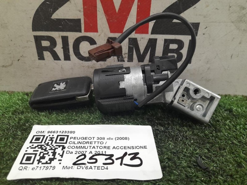 Cilindretto Commutatore Accensione 9663123380 Peugeot 308 I 2008