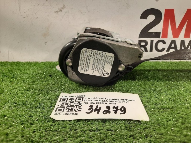 Cintura DI Sicurezza Sedile ANT DX 604183500 Audi A3 8P1 2008