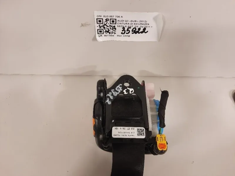 Cintura DI Sicurezza Sedile ANT DX 8U0857706 A Audi Q3 8UB 2012