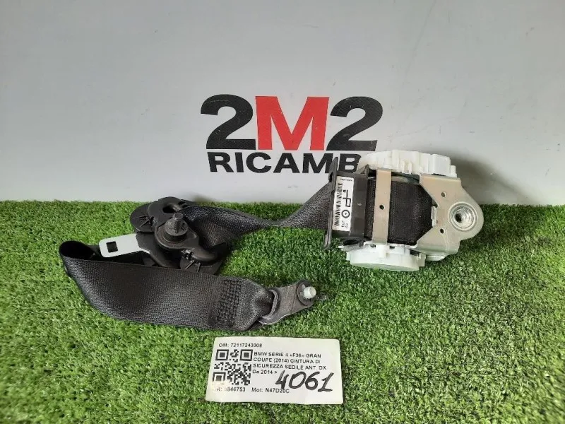 Cintura DI Sicurezza Sedile ANT DX 72117243308 Bmw Serie 4 F36 GRAN Coupe 2014