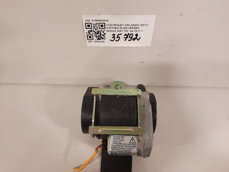 Cintura DI Sicurezza Sedile ANT DX 619668400A Chevrolet Orlando 2011