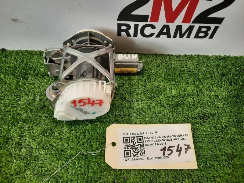 Cintura DI Sicurezza Sedile ANT DX 735642596 Fiat 500 II 2008