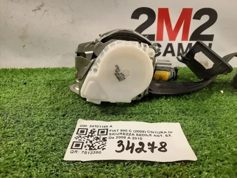 Cintura DI Sicurezza Sedile ANT DX 34101166 A Fiat 500 C 2008