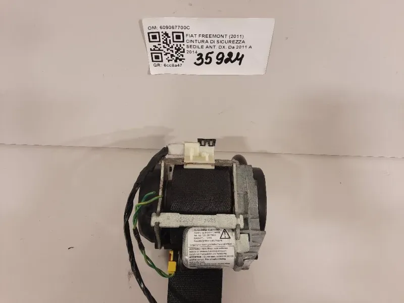Cintura DI Sicurezza Sedile ANT DX 609067700C Fiat Freemont 2011