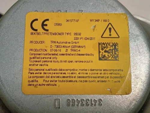 Cintura DI Sicurezza Sedile ANT DX 07356290480 Jeep Renegade 2015