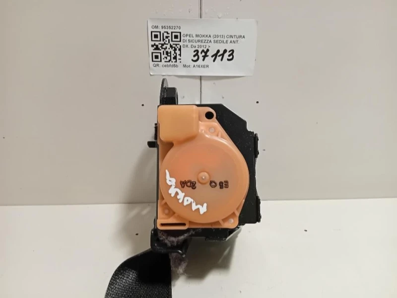 Cintura DI Sicurezza Sedile ANT DX 95352270 Opel Mokka 2013