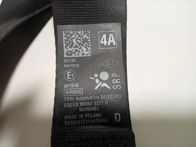 Cintura DI Sicurezza Sedile ANT DX 93459451 Opel Vivaro A 2007