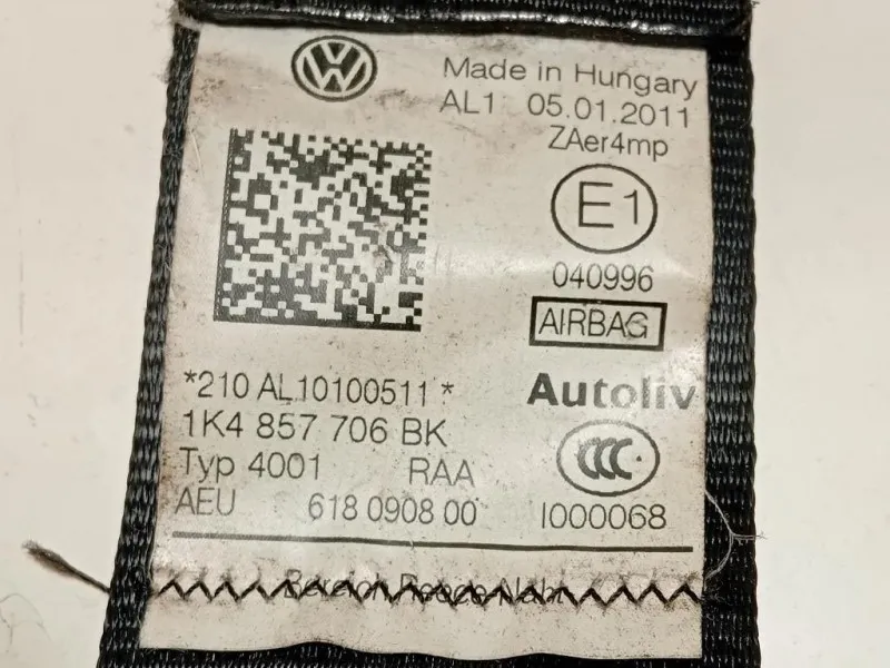 Cintura DI Sicurezza Sedile ANT DX 617979700 Volkswagen GOLF VI 2009