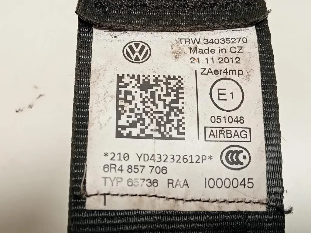 Cintura DI Sicurezza Sedile ANT DX 6R4857706 Volkswagen POLO V 2006