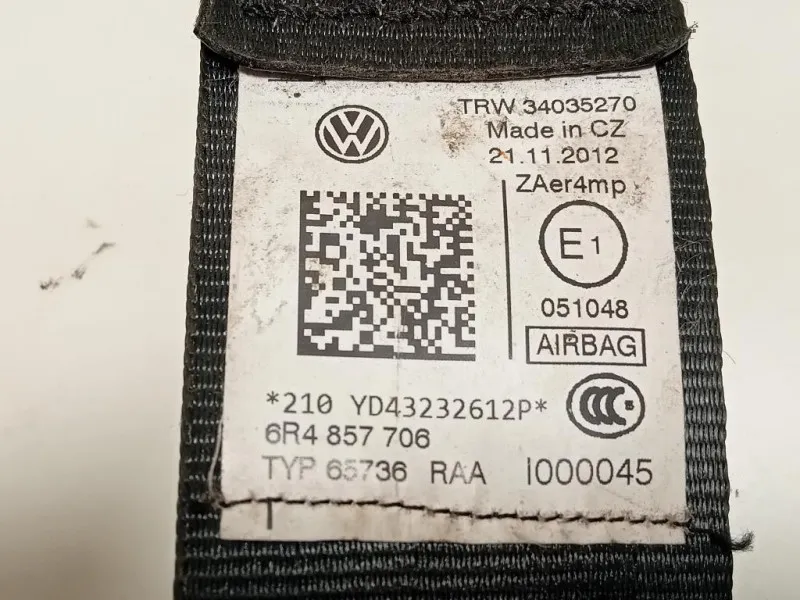 Cintura DI Sicurezza Sedile ANT DX 6R4857706 Volkswagen POLO V 2006