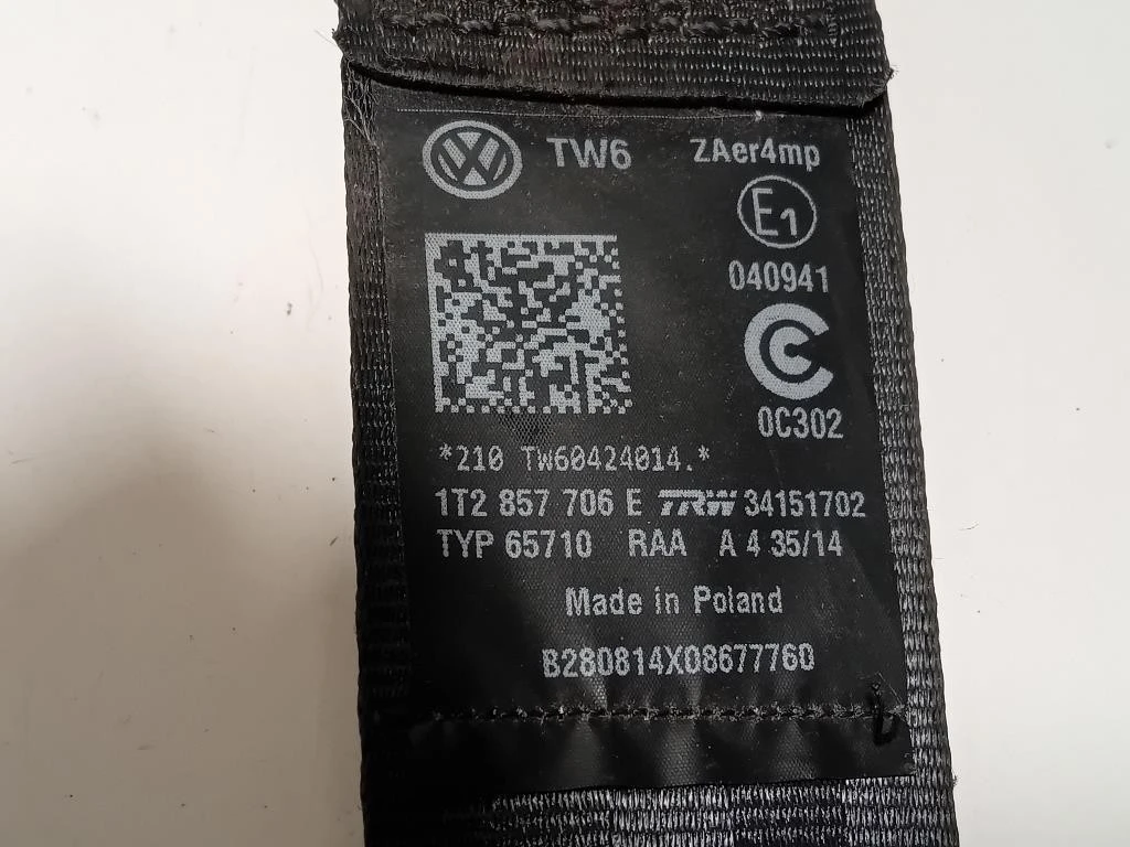 Cintura DI Sicurezza Sedile ANT DX 1T2857706D Volkswagen Touran III 2010