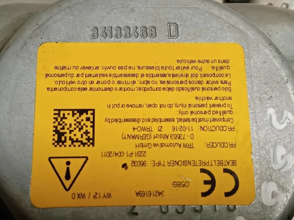 Cintura DI Sicurezza Sedile ANT SX 34100206B Fiat 500X 2015