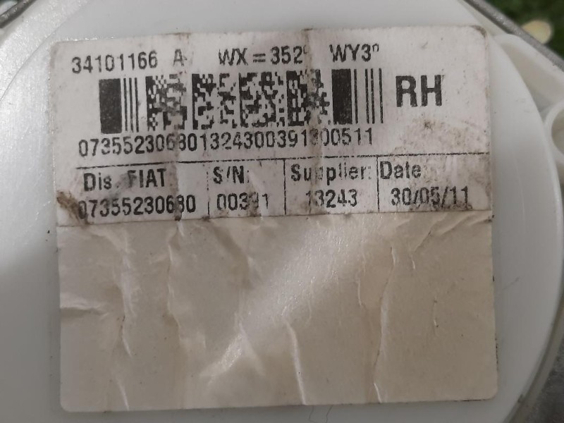 Cintura DI Sicurezza Sedile POST DX 07355710680 Fiat 500 II 2008