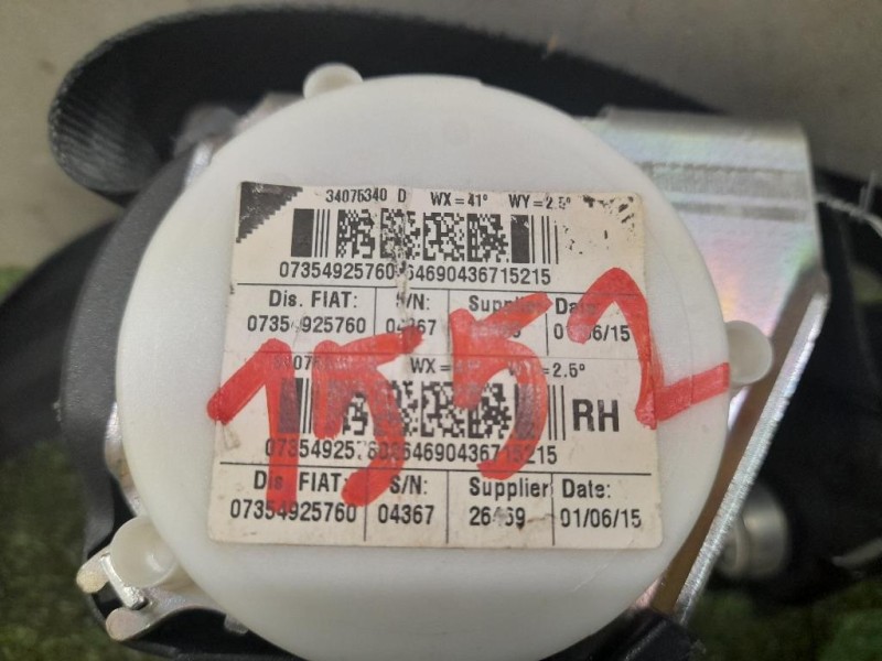 Cintura DI Sicurezza Sedile POST DX 735492576 Fiat 500 II 2015
