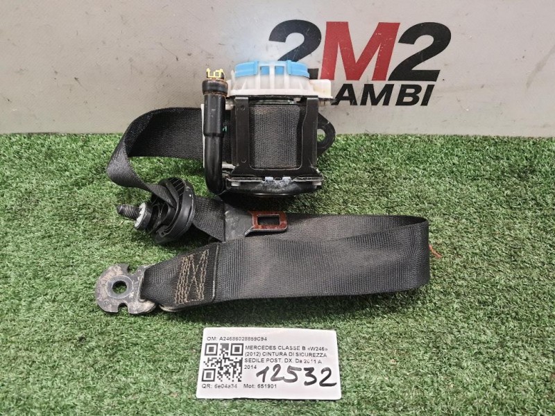 Cintura DI Sicurezza Sedile POST DX A24686028859C94 Mercedes Classe B W246 2012