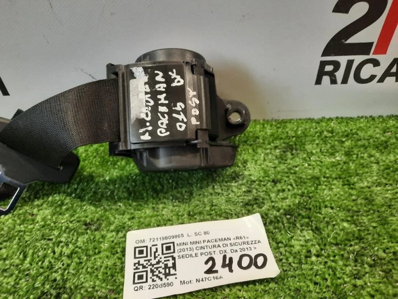 Cintura DI Sicurezza Sedile POST DX 72119809865 Mini MINI Paceman R61 2013