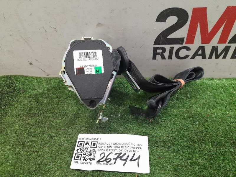 Cintura DI Sicurezza Sedile POST DX 898405541R Renault Grand Scénic IV 2016