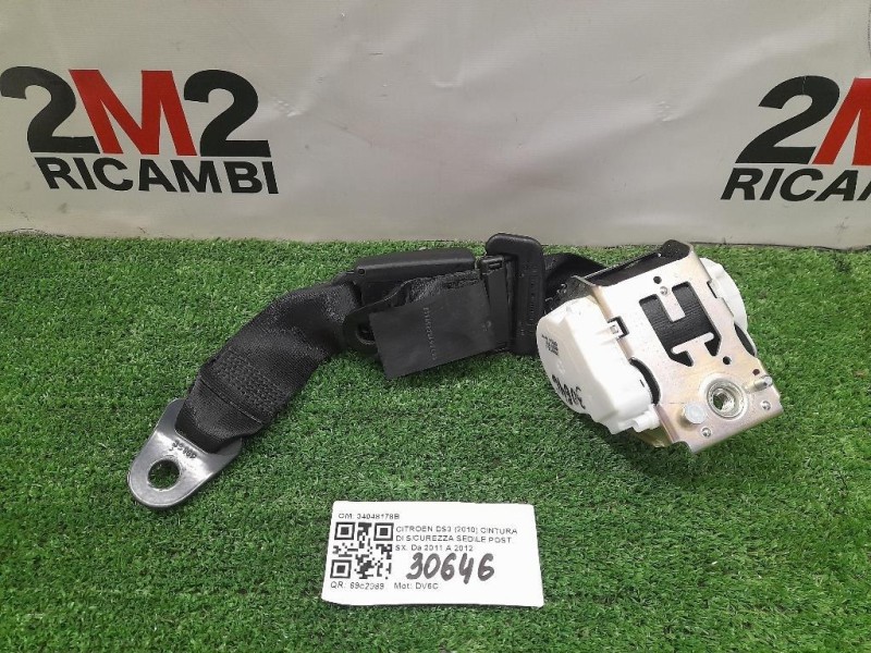 Cintura DI Sicurezza Sedile POST SX 34048178B Citroen DS3 2010