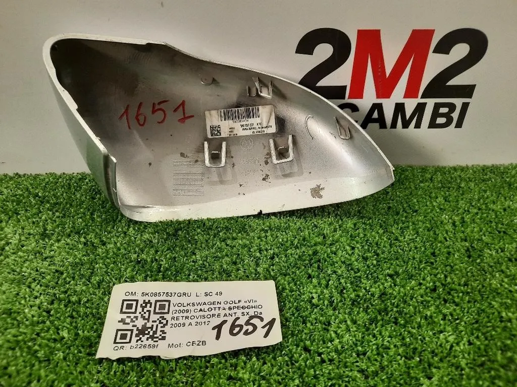 Calotta Specchio Retrovisore ANT SX 5K0857537GRU Volkswagen GOLF VI 2009