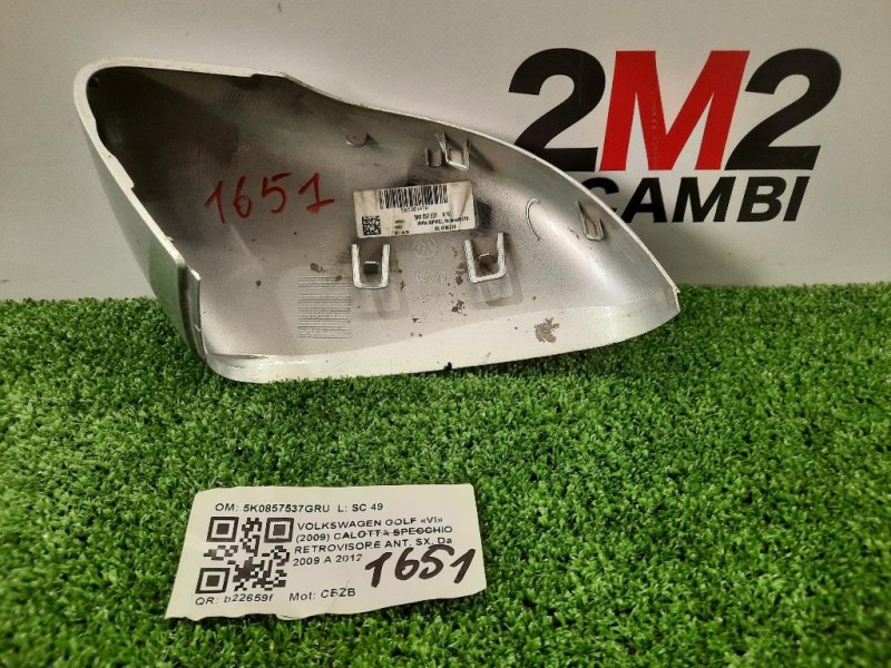 Calotta Specchio Retrovisore ANT SX 5K0857537GRU Volkswagen GOLF VI 2009