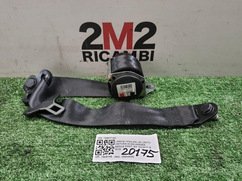 Cintura DI Sicurezza Sedile POST SX 735577180 Lancia Ypsilon III 2011