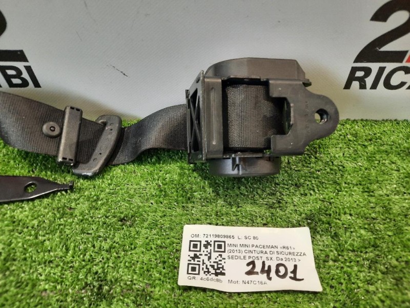 Cintura DI Sicurezza Sedile POST SX 72119809865 Mini MINI Paceman R61 2013