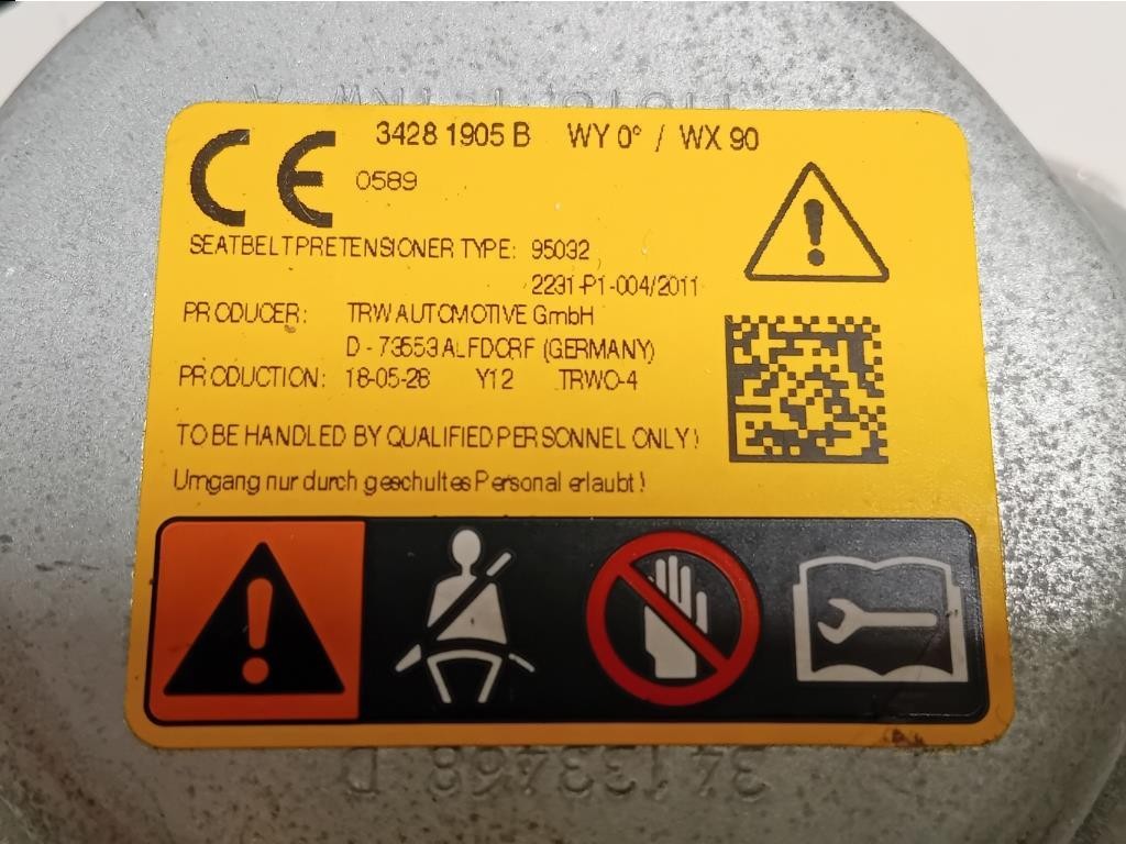 Cintura DI Sicurezza Sedile POST SX 341002068 Opel Astra K 2016