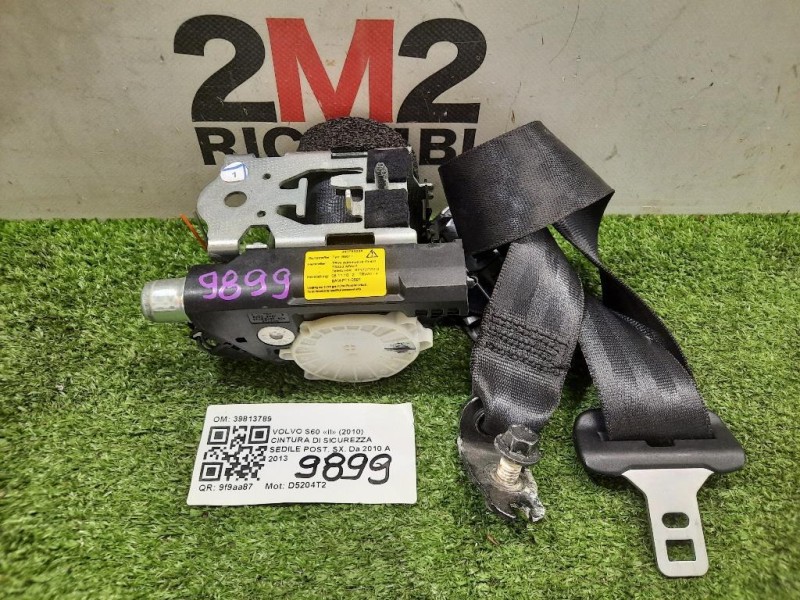 Cintura DI Sicurezza Sedile POST SX 39813789 Volvo S60 II 2010
