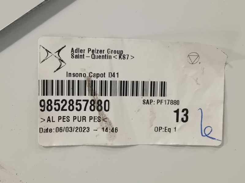 Cofano ANT 9834262380 Citroen DS4 II 2021