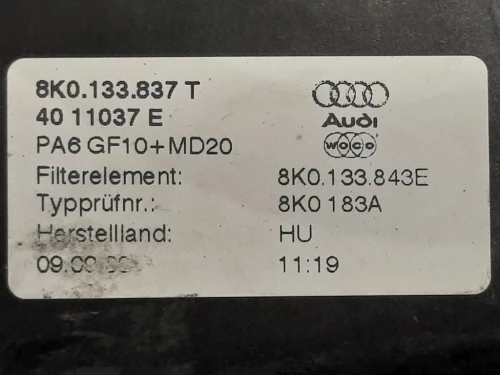 Scatola Filtro ARIA 8K0 133 835 AD Audi A5 8T3 2008