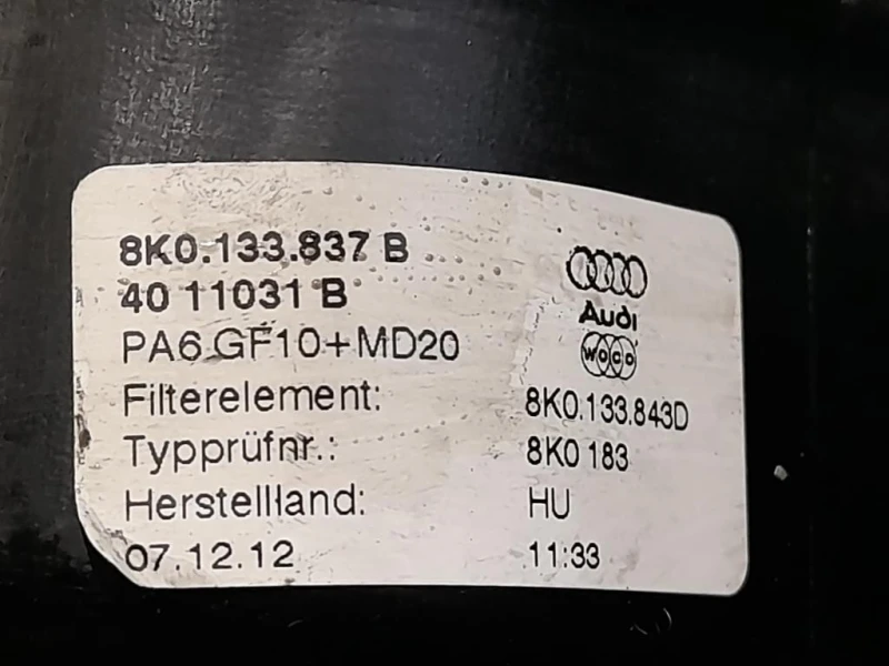 Scatola Filtro ARIA 8K0133837B Audi A5 F53 2016