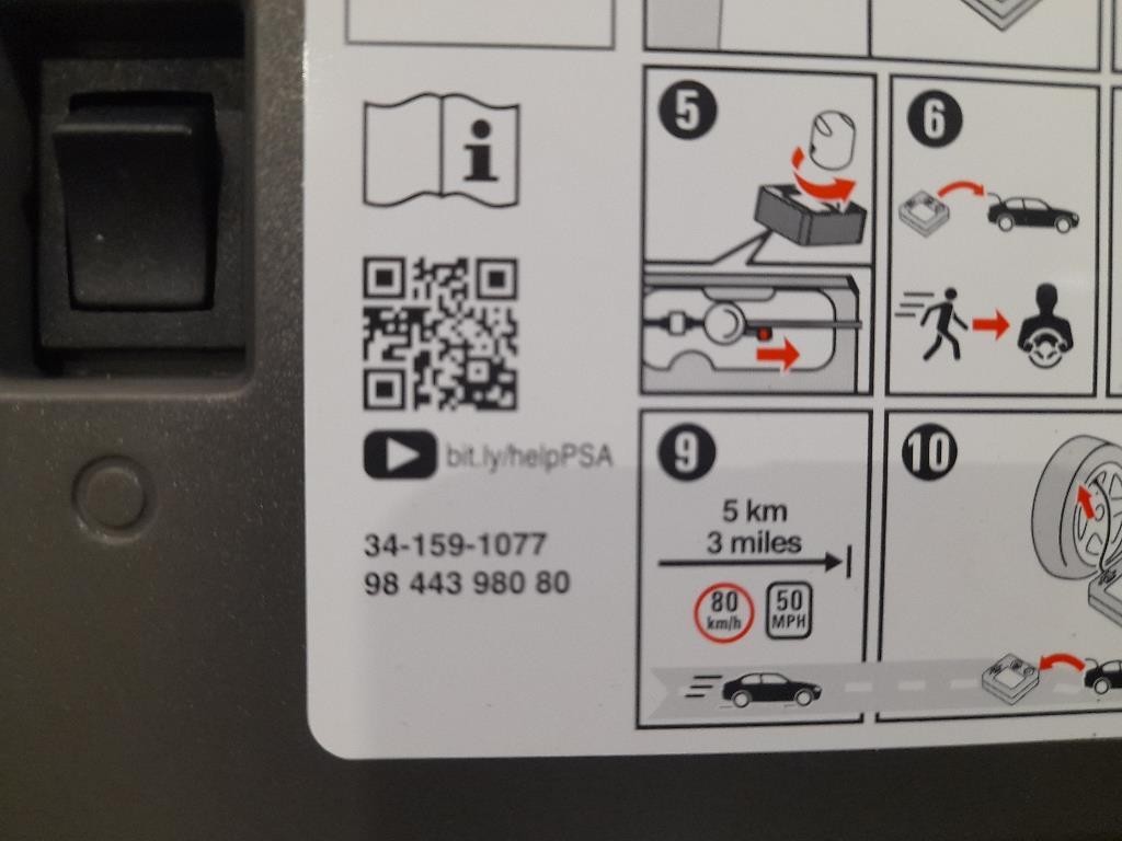 Compressore ARIA Riparazione Pneumatico 9844398080 Peugeot 3008 II 2016