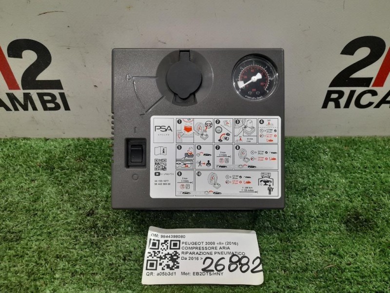 Compressore ARIA Riparazione Pneumatico 9844398080 Peugeot 3008 II 2016