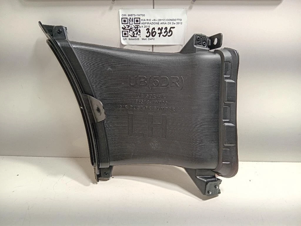 Condotto Aspirazione ARIA DX 86573-1W700 Kia RIO III 2012