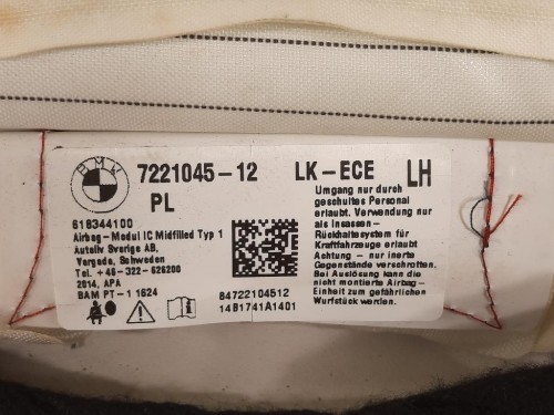 Air-bag A Tendina SX 7221045-12 Bmw Serie 1 F20 Berlina 2012