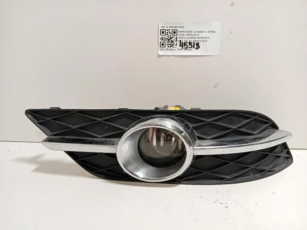 Cornice Griglia DI Ventilazione Paraurti ANT DX A 169 885 3022 Mercedes Classe B W245 2009