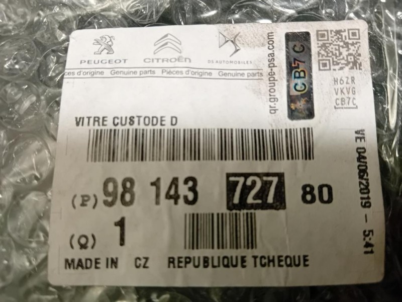 Cristallo Fisso Parafango POST DX 9814372780 Peugeot 3008 I 2013