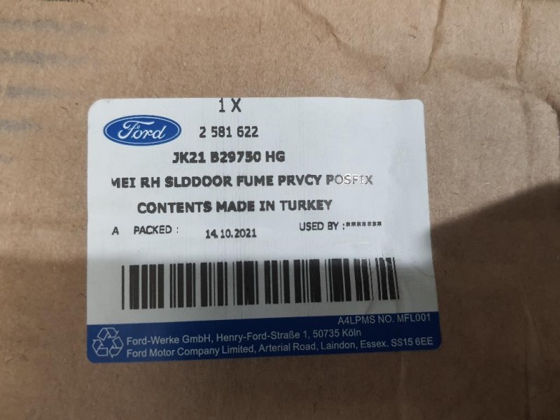 Cristallo Porta Scorrevole POST DX 2581622 JK21 B29750 H Ford Transit Custom I 2013